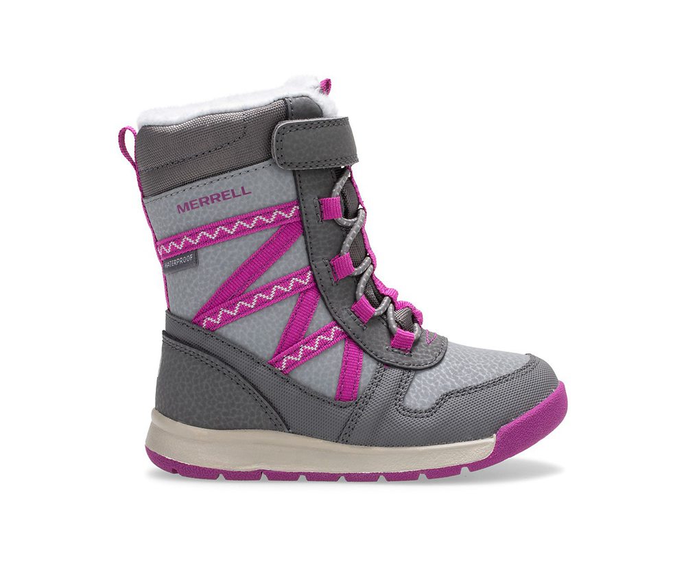 Merrell Boots Grey/Pink - Snow Crush 2.0 Waterproof Jr. - Kids 61LVKAHWD